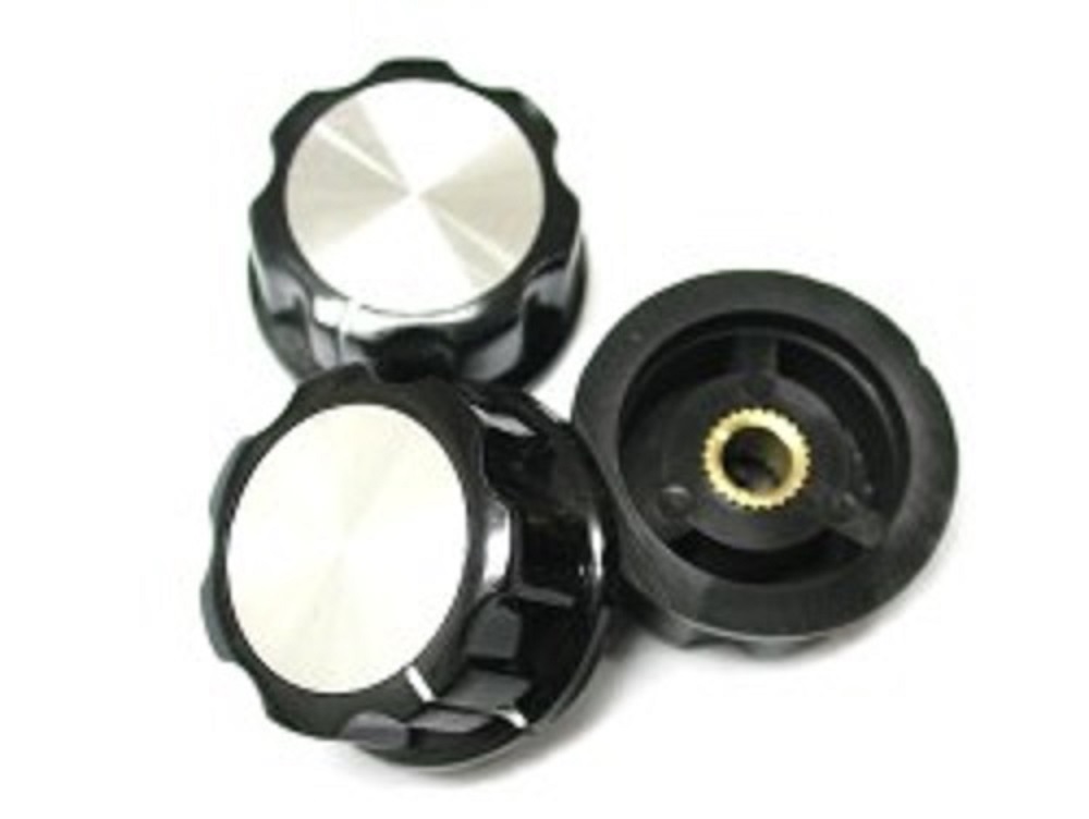 Lot De 2 Boutons Potentiomètre Moletés En Aluminium (noir Et Argenté) – Diamètre 6 Mm, Pour Guitare, Audio, Contrôle Volume