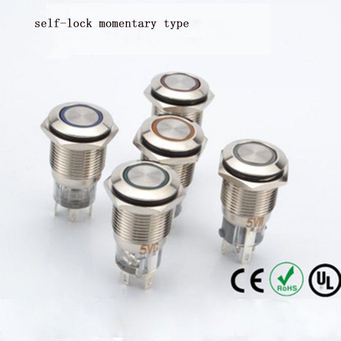 Bouton Poussoir étanche Inox 16mm Avec LED - Bouton ON/OFF Pour Usage Industriel Et Domestique